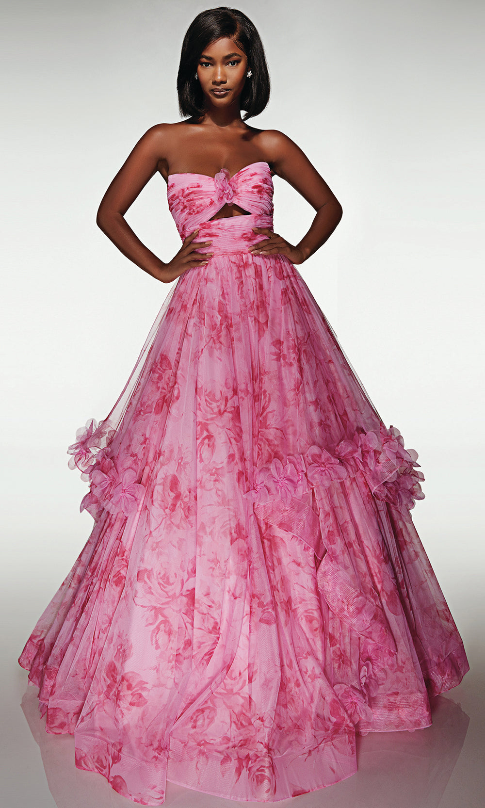 Alyce Paris 62042 - Strapless Ruched Floral Evening Dress Prom Dresses