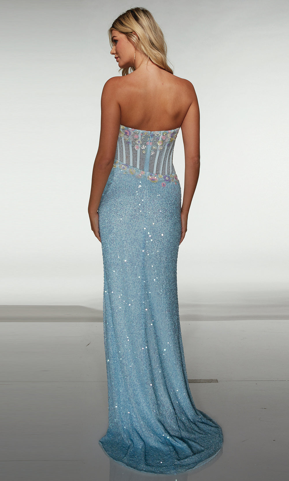 Alyce Paris 62047 - Floral Corset Sequin Evening Dress Prom Dresses