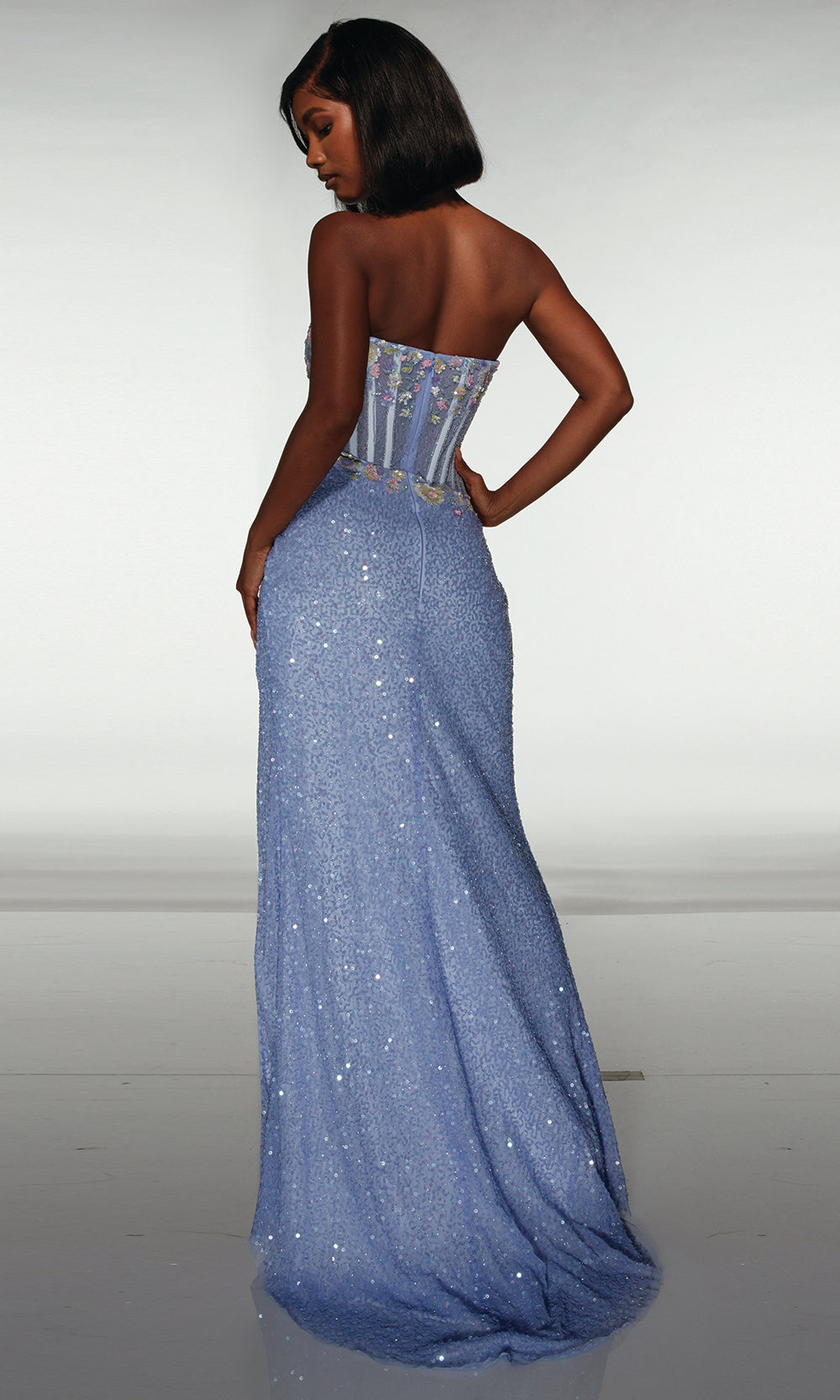 Alyce Paris 62047 - Floral Corset Sequin Evening Dress Prom Dresses