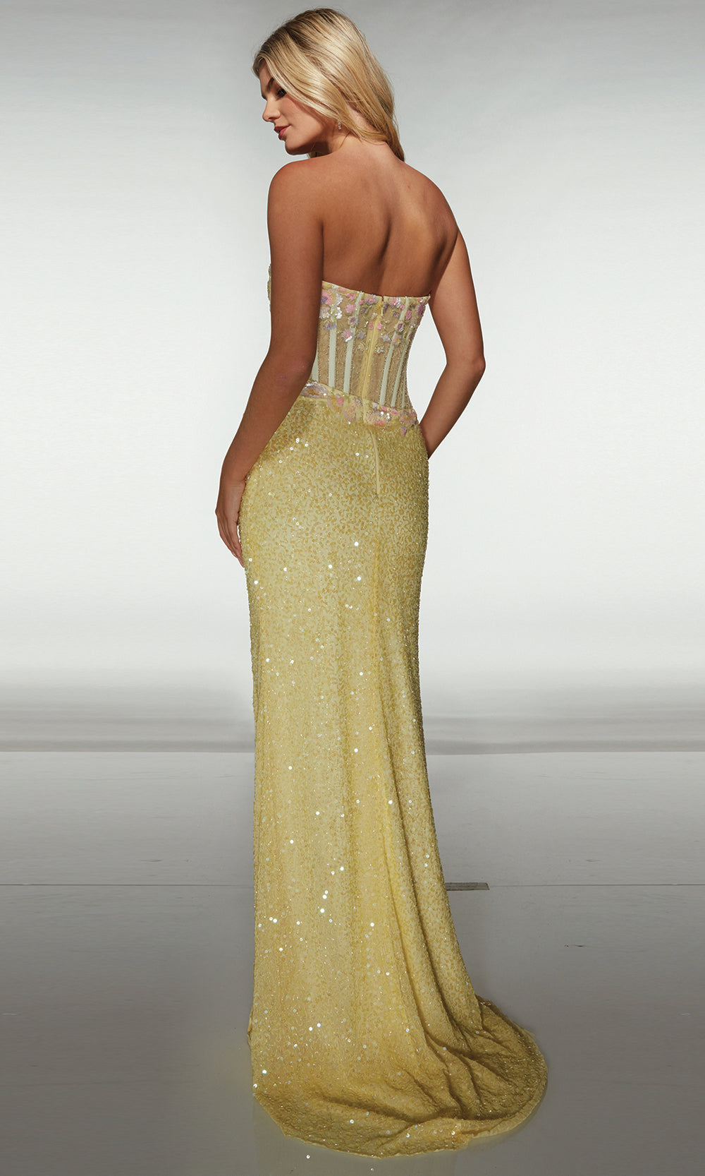 Alyce Paris 62047 - Floral Corset Sequin Evening Dress Prom Dresses