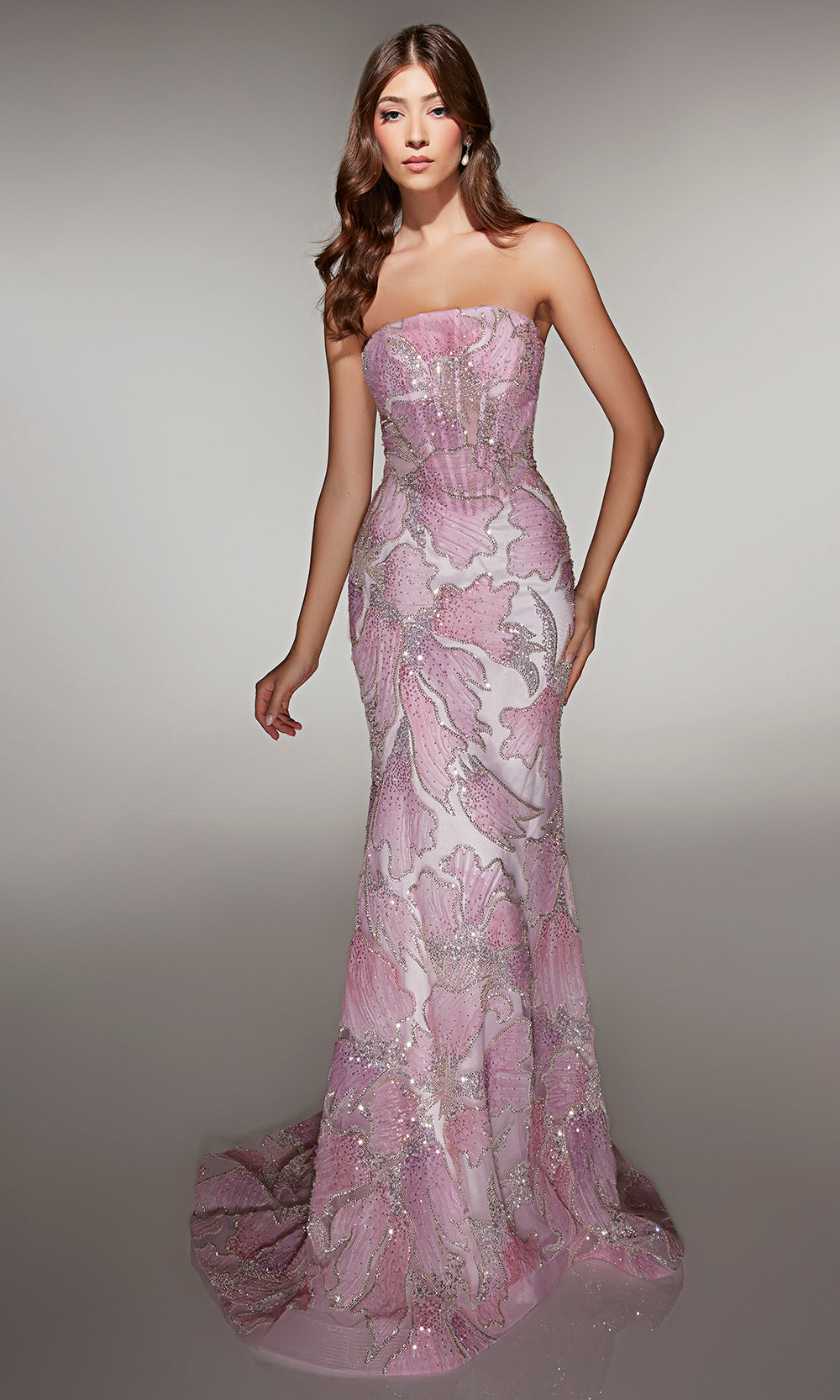Alyce Paris 62049 - Fitted Floral Embellished Dress Prom Dresses