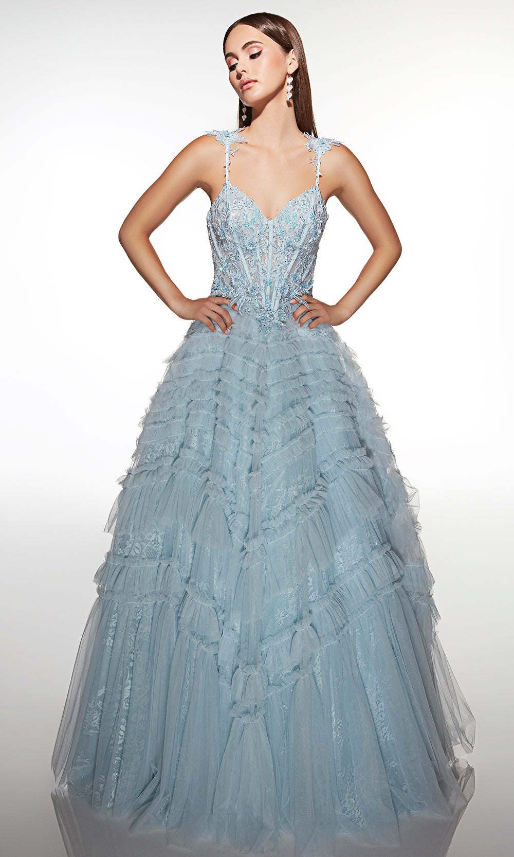 Alyce Paris 62058 - Corset Tulle Ball Gown with Layered Detail Prom Dresses