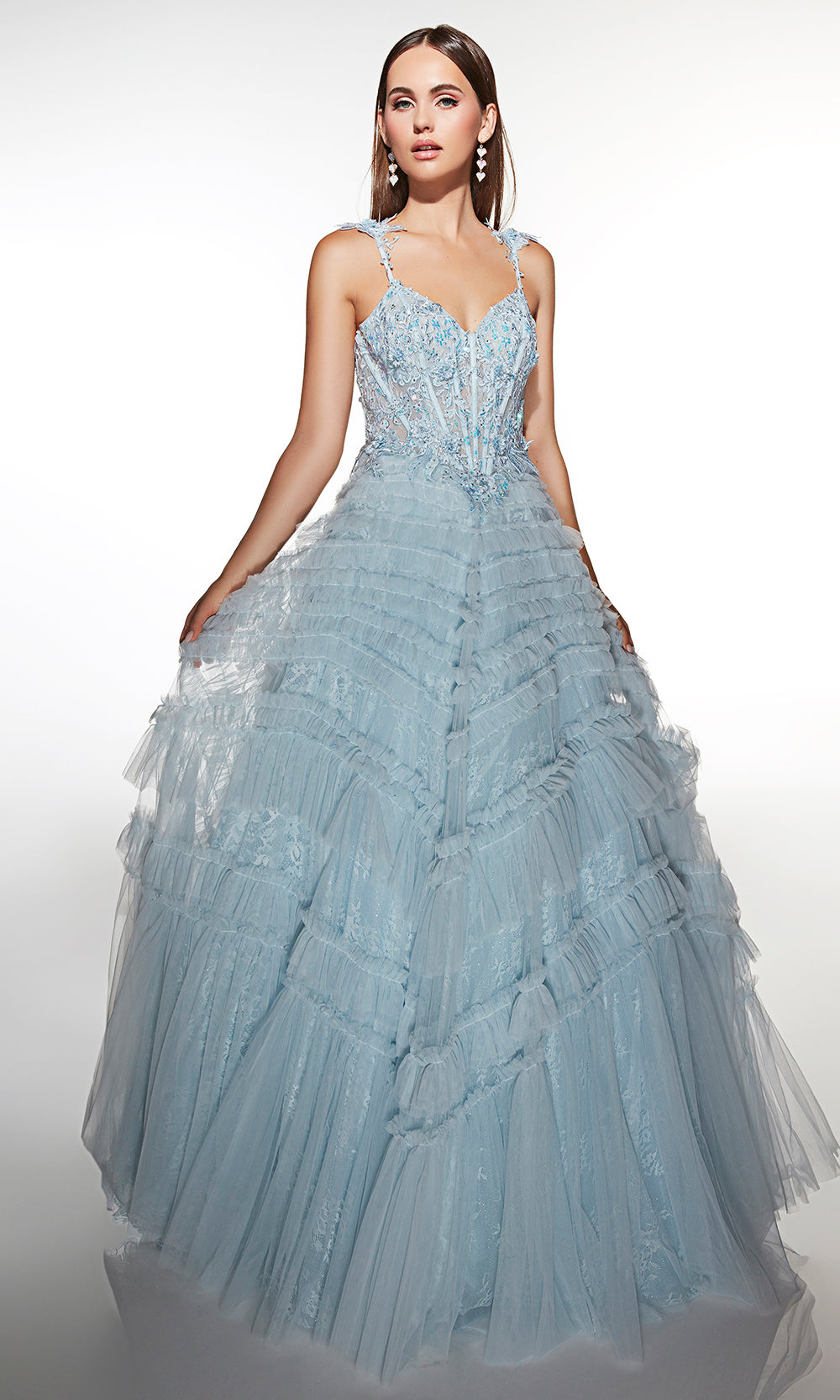 Alyce Paris 62058 - Corset Tulle Ball Gown with Layered Detail Prom Dresses