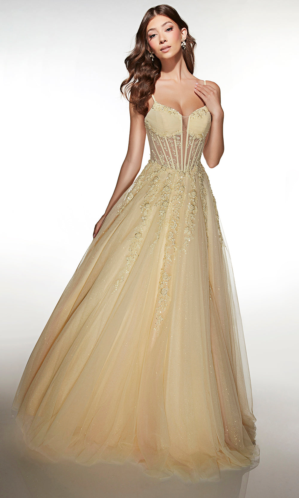 Alyce Paris 62061 - Lace Embellished Glitter Ball Gown Prom Dresses