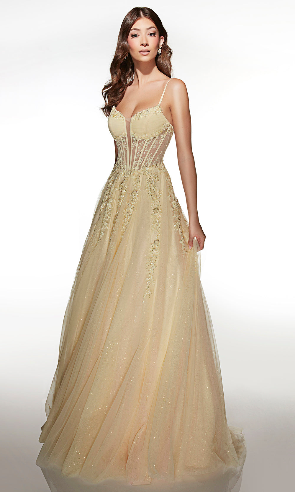 Alyce Paris 62061 - Lace Embellished Glitter Ball Gown Prom Dresses