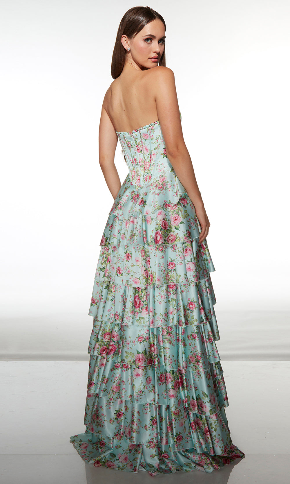 Alyce Paris 62066 - Corset Floral Dress with Tiered Skirt Prom Dresses
