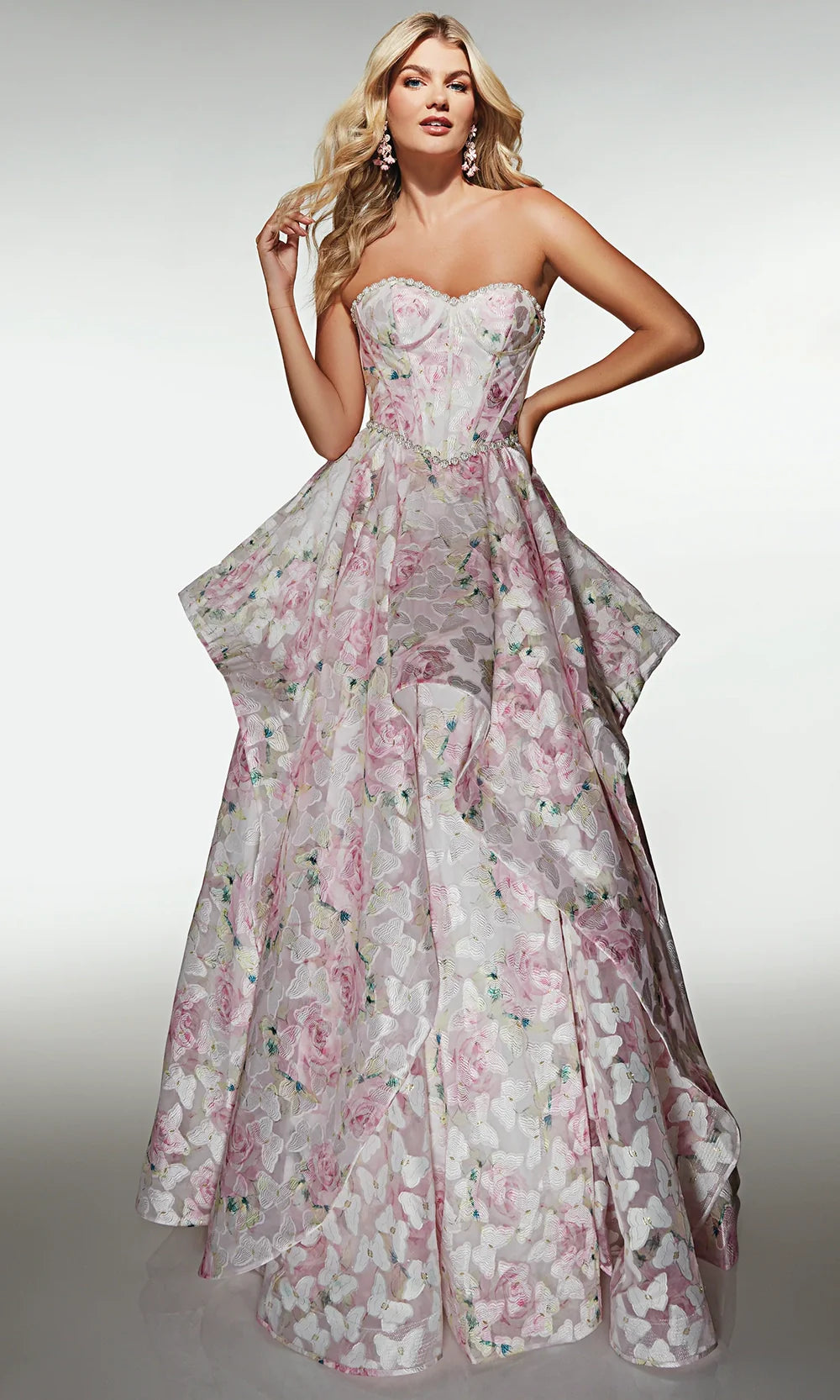 Alyce Paris 62071 - Romantic Lace Up Floral Ball Gown Prom Dresses