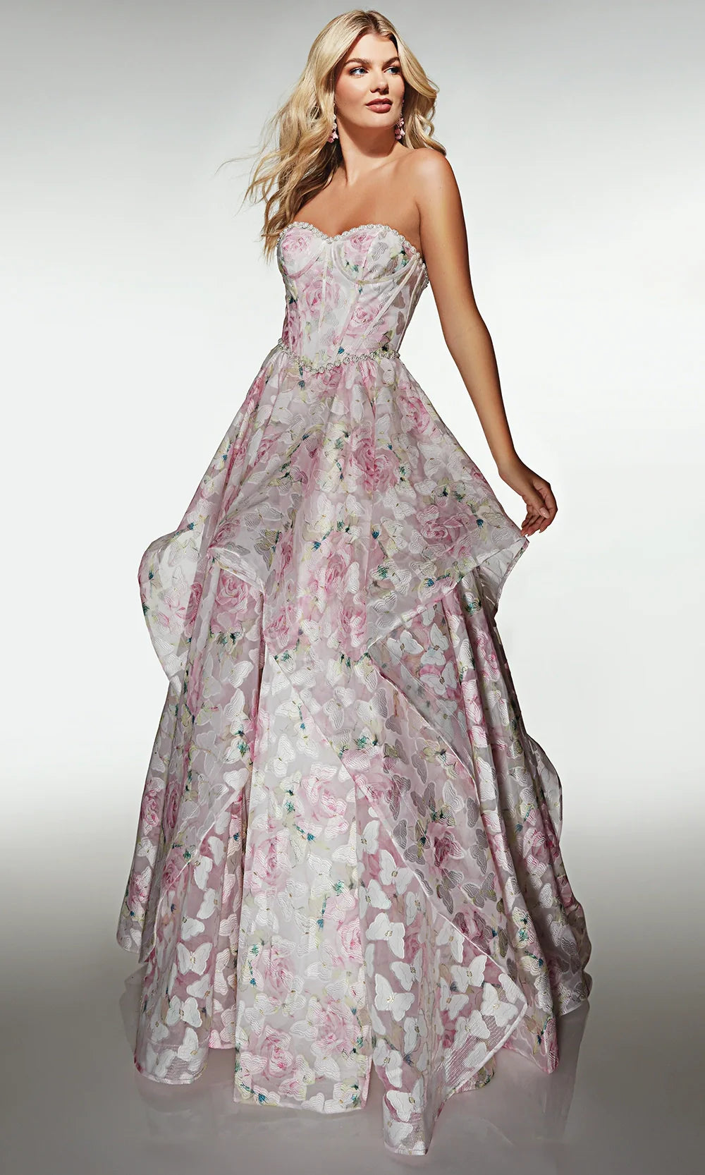 Alyce Paris 62071 - Romantic Lace Up Floral Ball Gown Prom Dresses