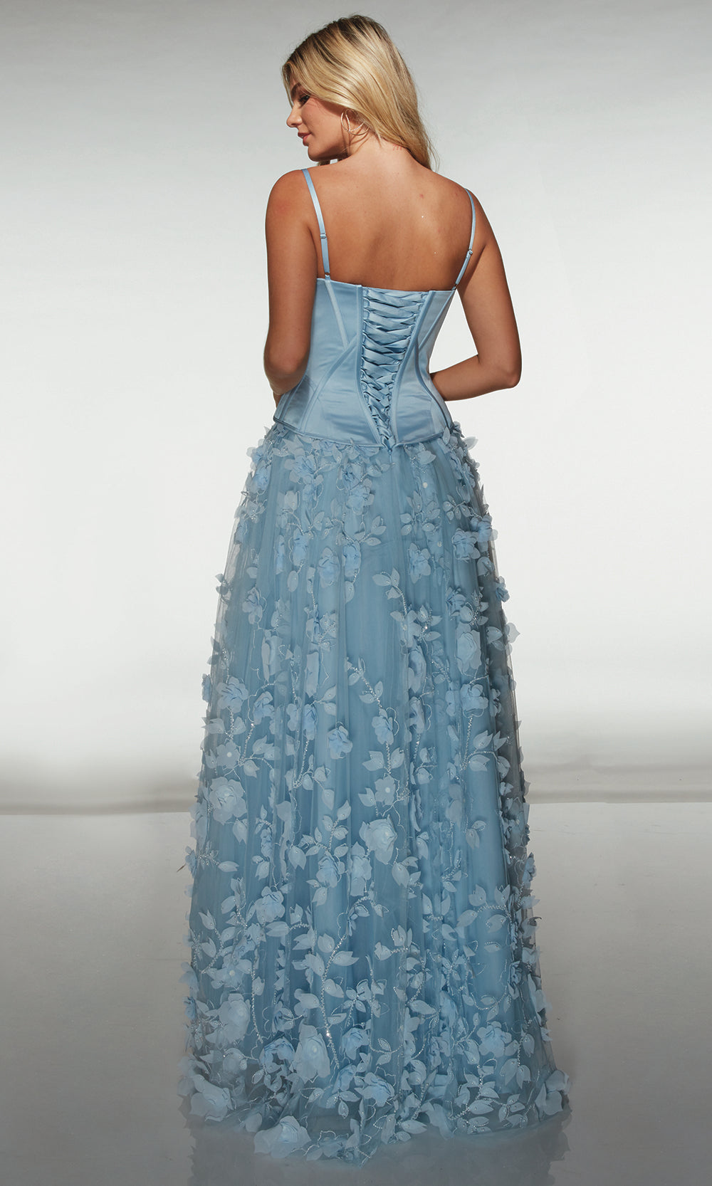Alyce Paris 62072 - 3D Floral Corset Gown with Slit Prom Dresses