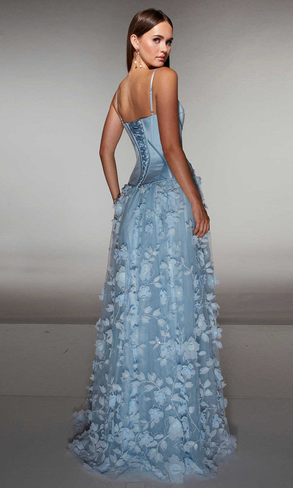 Alyce Paris 62072 - 3D Floral Corset Gown with Slit Prom Dresses