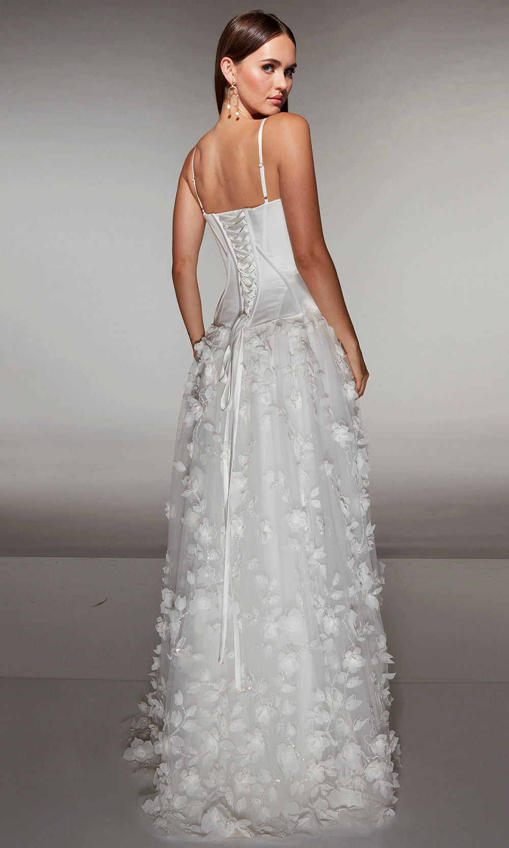 Alyce Paris 62072 - 3D Floral Corset Gown with Slit Prom Dresses