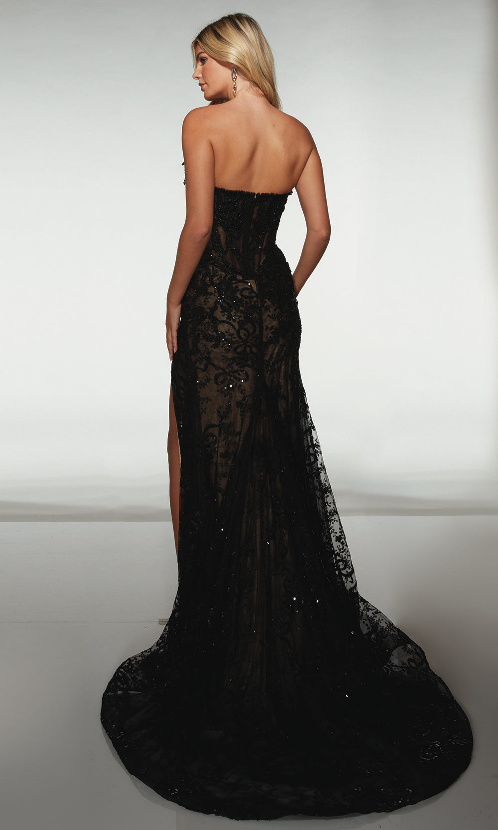 Alyce Paris 62074 - Fitted Lace Gown with High Slit Prom Dresses
