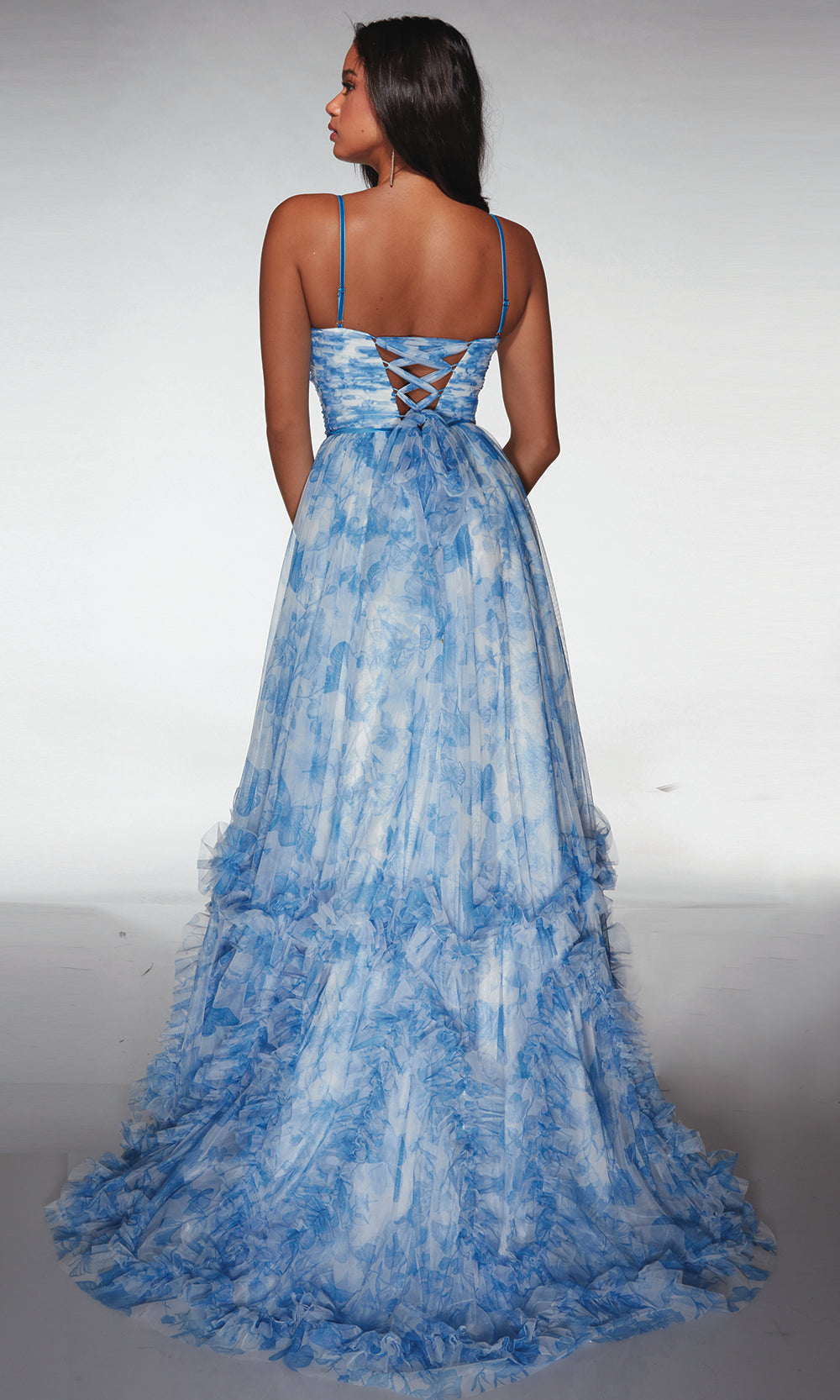 Alyce Paris 62078 - Ruched Slit Ball Gown with Lace-Up Back Ball Gowns