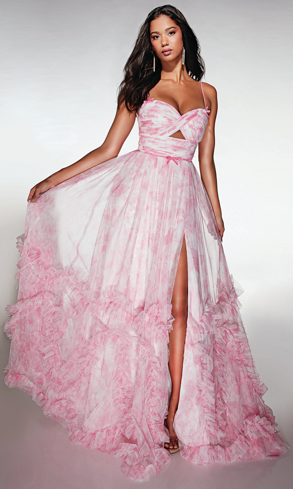 Alyce Paris 62078 - Ruched Slit Ball Gown with Lace-Up Back Ball Gowns