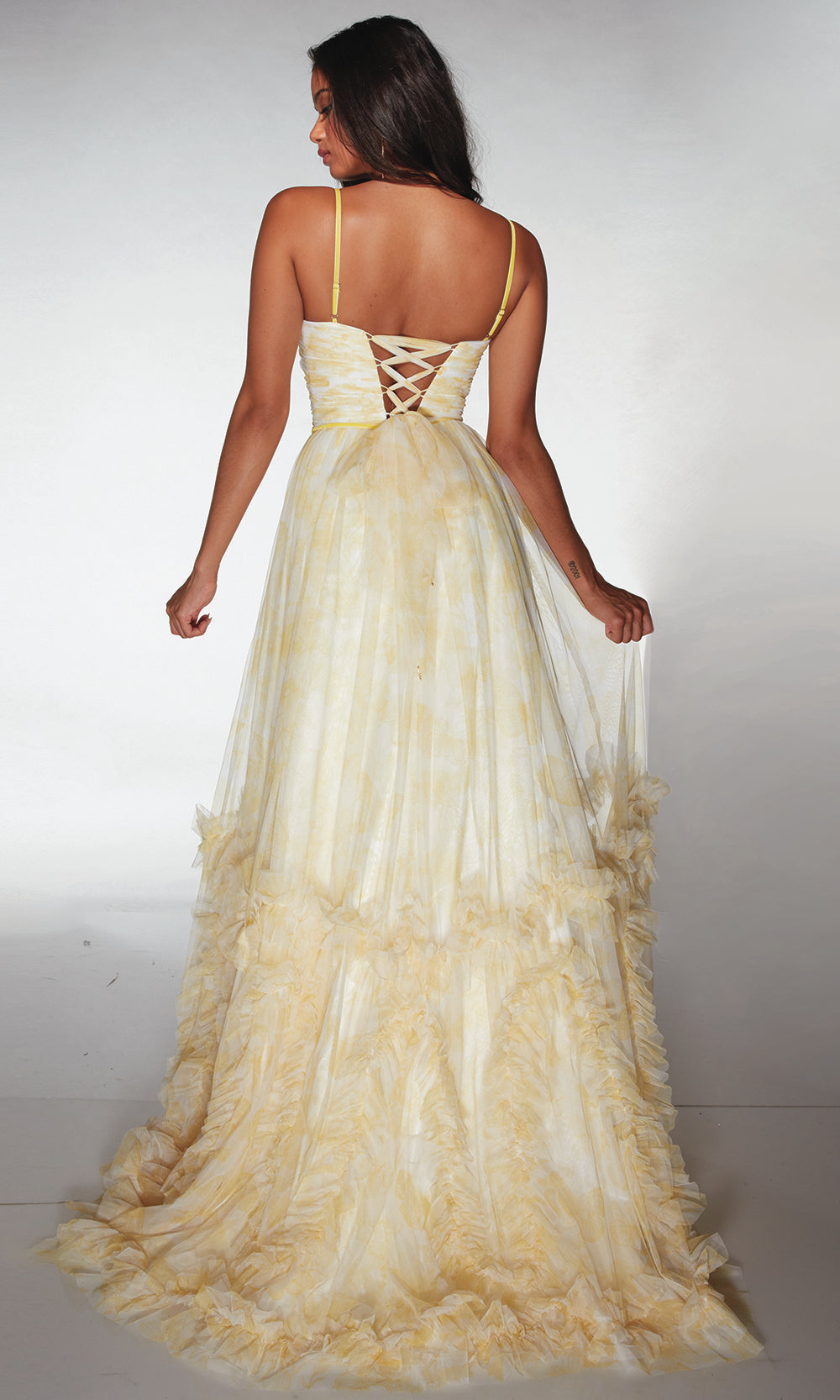 Alyce Paris 62078 - Ruched Slit Ball Gown with Lace-Up Back Ball Gowns