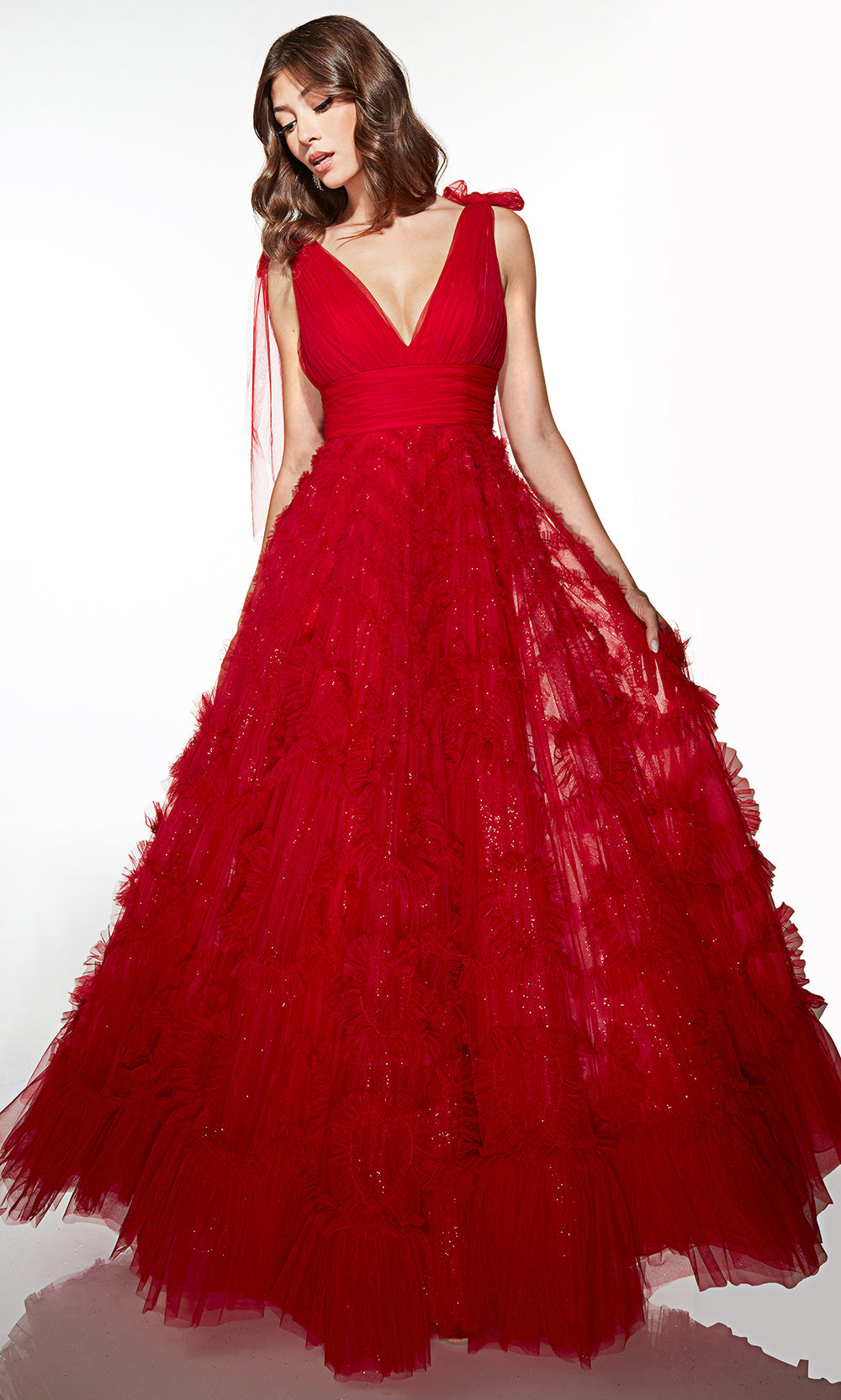 Alyce Paris 62079 - Ruched Bodice Tiered Tulle Dress Prom Dresses