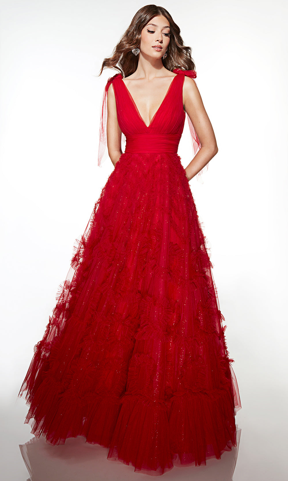 Alyce Paris 62079 - Ruched Bodice Tiered Tulle Dress Prom Dresses