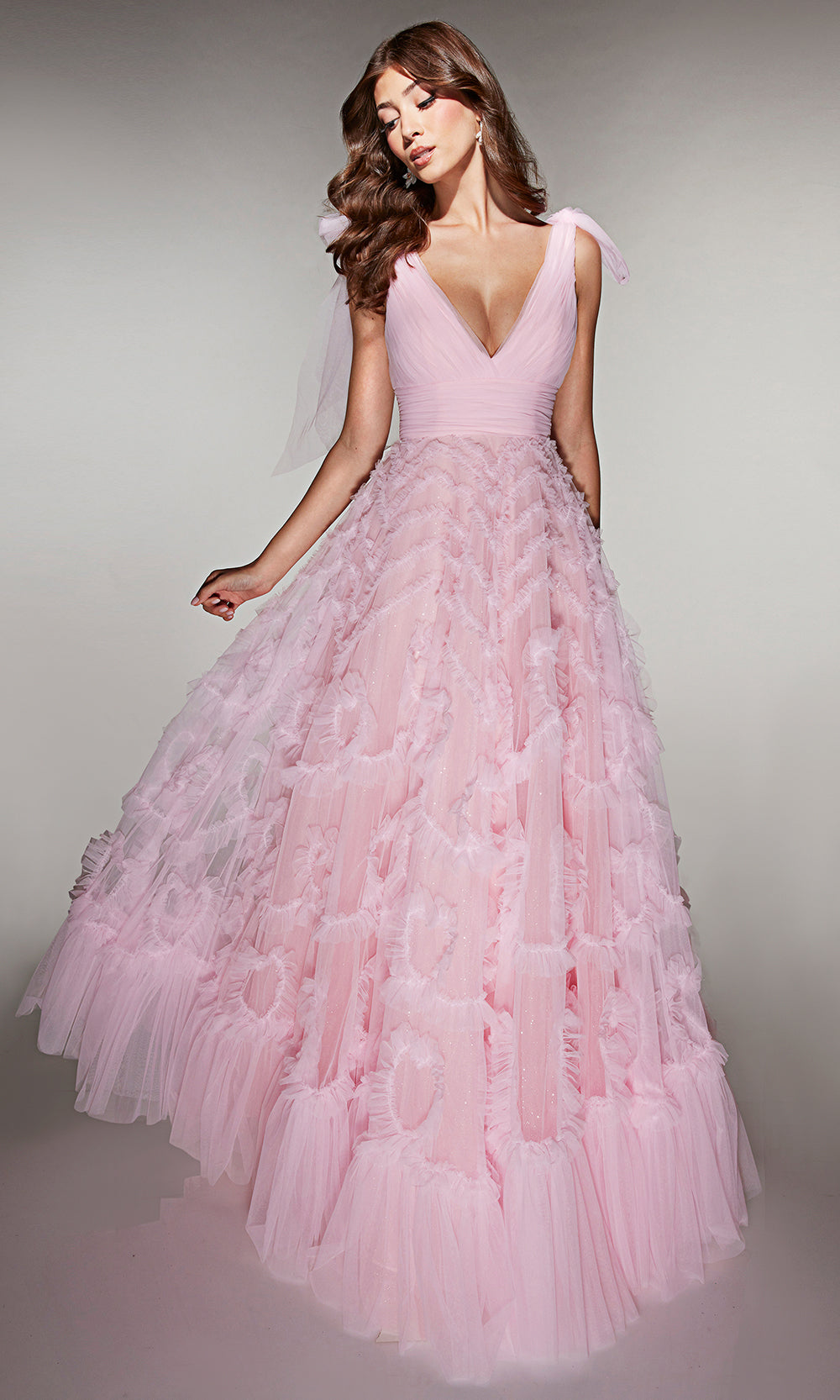 Alyce Paris 62079 - Ruched Bodice Tiered Tulle Dress Prom Dresses