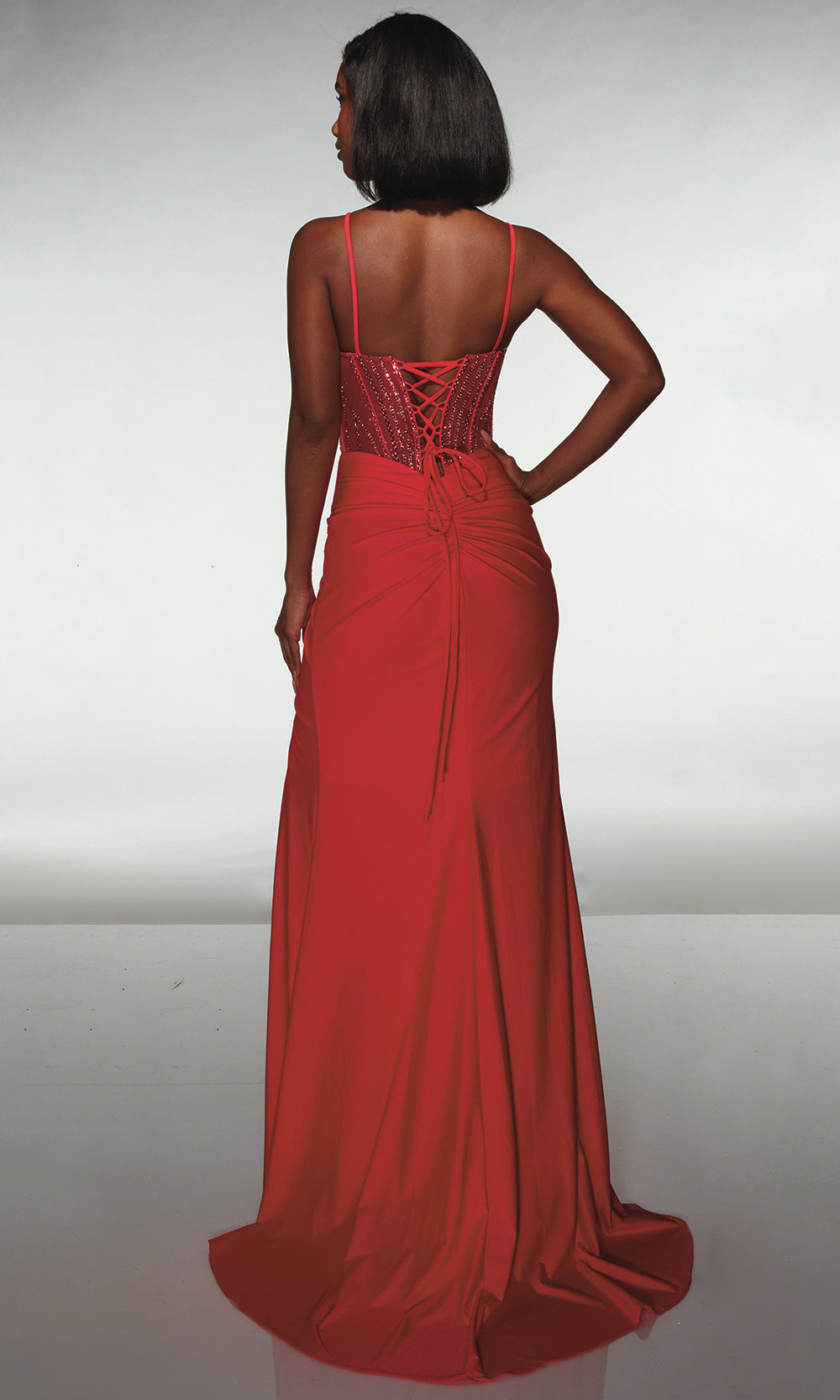 Alyce Paris 62088 - Fitted Dress with Slit and Lace Up Back Prom Dresses