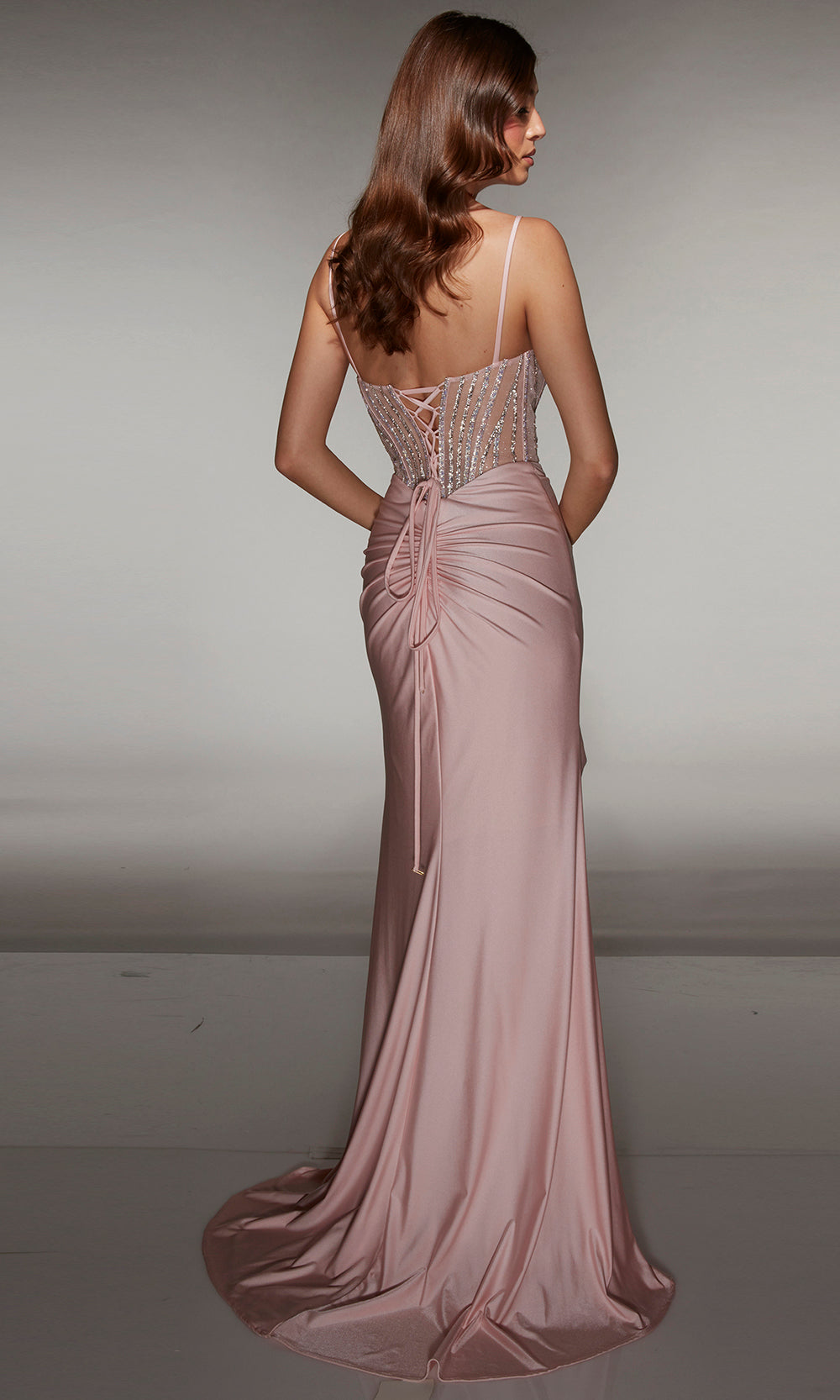 Alyce Paris 62088 - Fitted Dress with Slit and Lace Up Back Prom Dresses