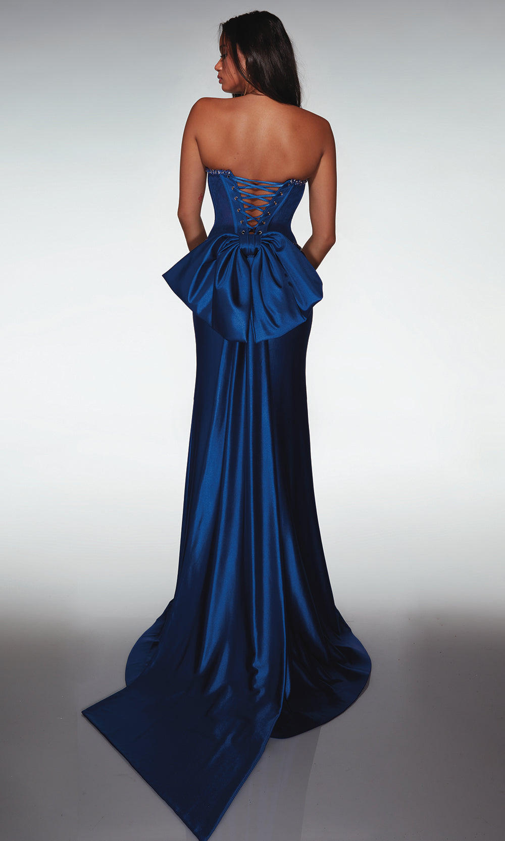 Alyce Paris 62089 - Satin Fitted Dress with Lace Up Back Prom Dresses