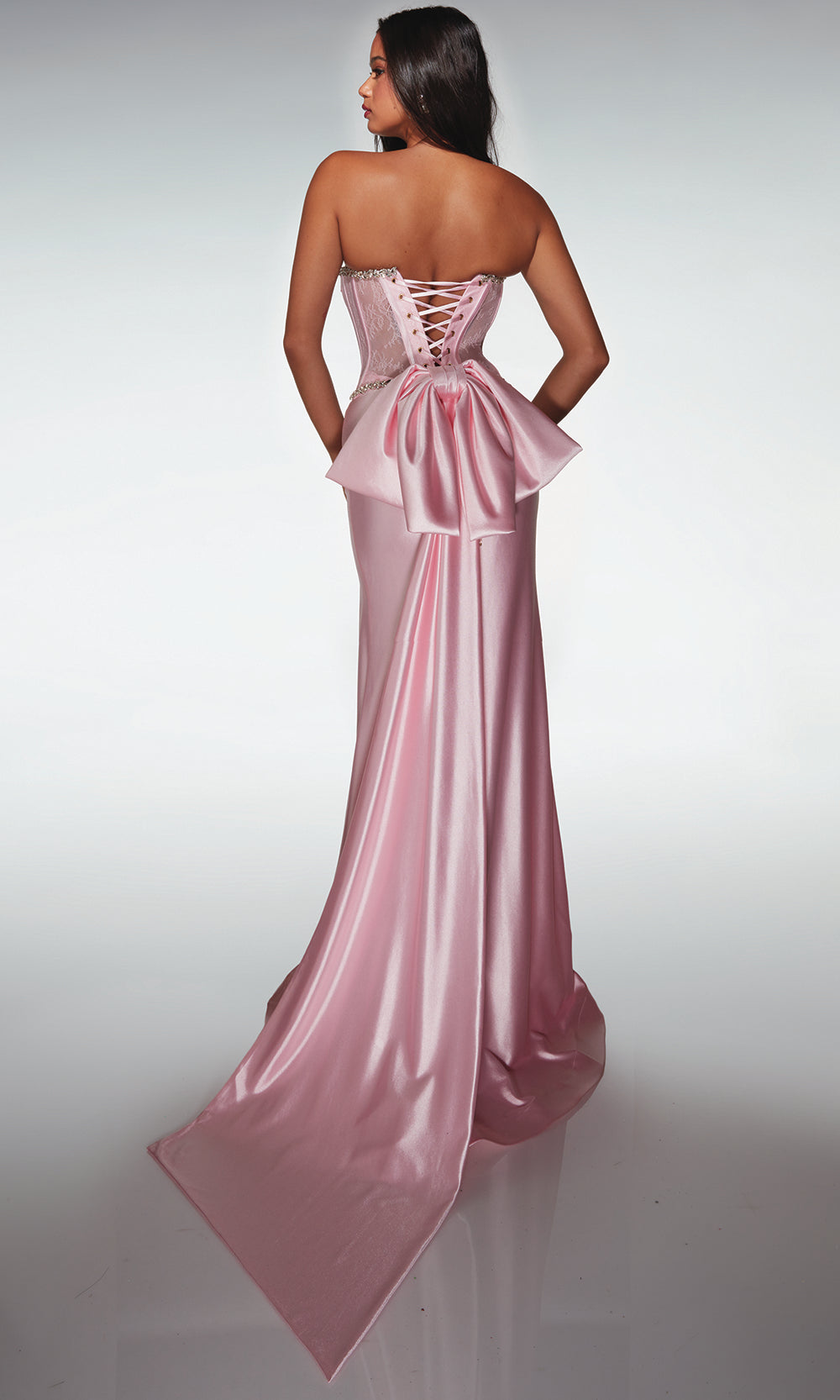 Alyce Paris 62089 - Satin Fitted Dress with Lace Up Back Prom Dresses