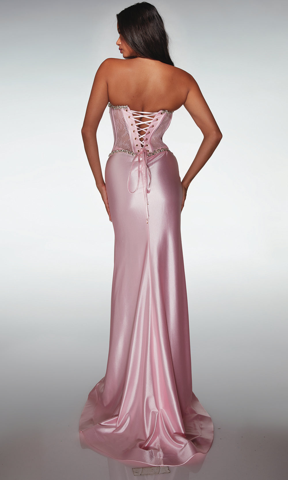 Alyce Paris 62089 - Satin Fitted Dress with Lace Up Back Prom Dresses