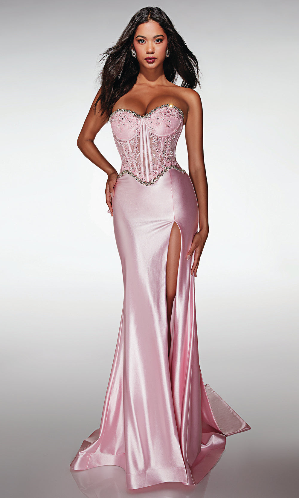 Alyce Paris 62089 - Satin Fitted Dress with Lace Up Back Prom Dresses