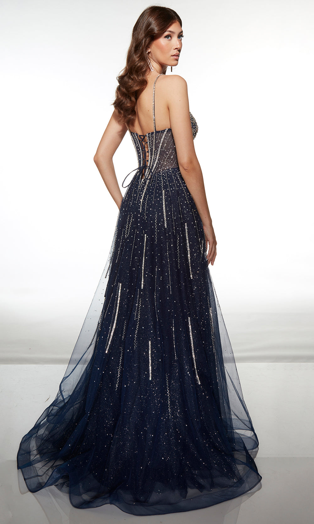 Alyce Paris 62093 - Beaded Lace Up Evening Dress with Slit Ball Gowns