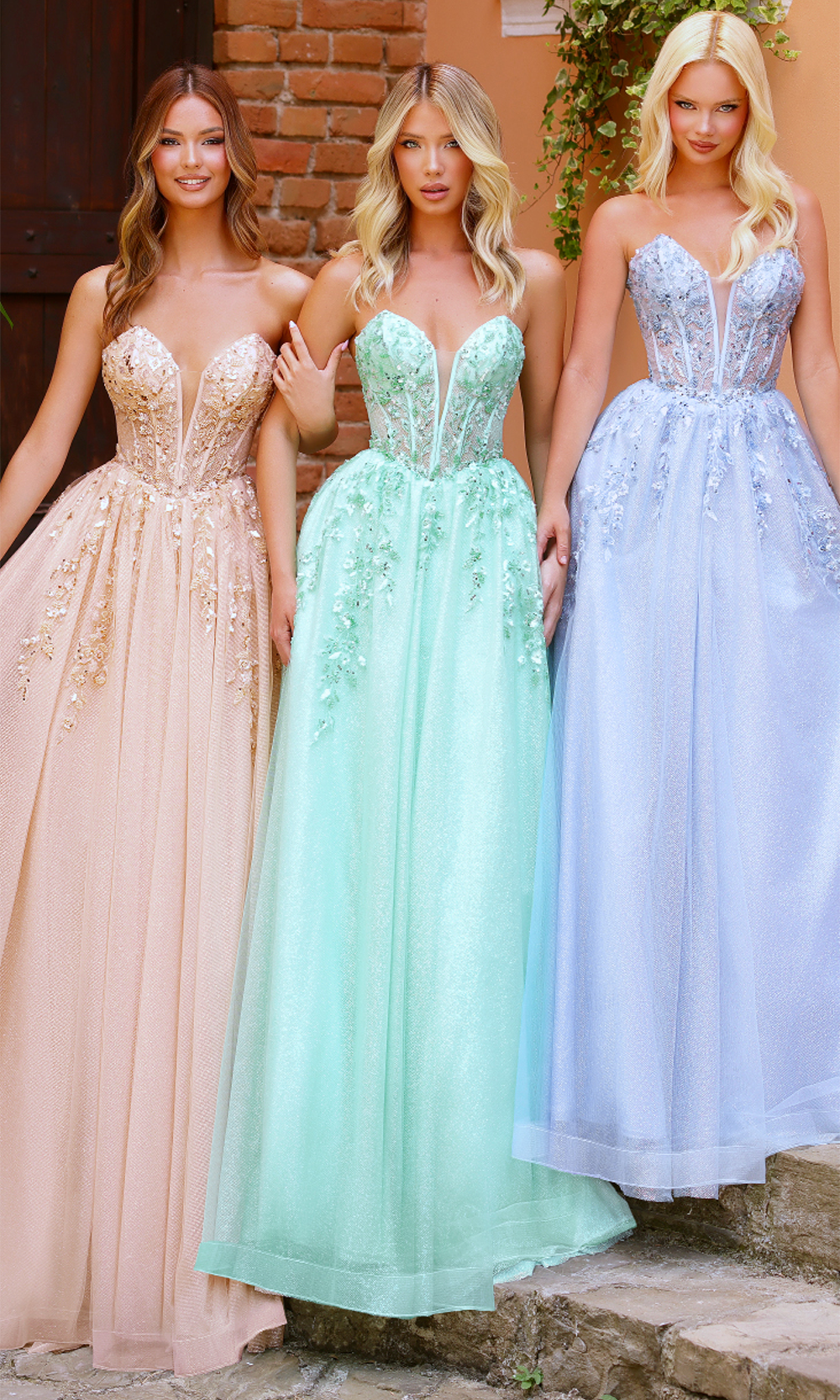 Clarisse 62102 - Strapless Embellished Gown with Corset Bodice Prom Dresses