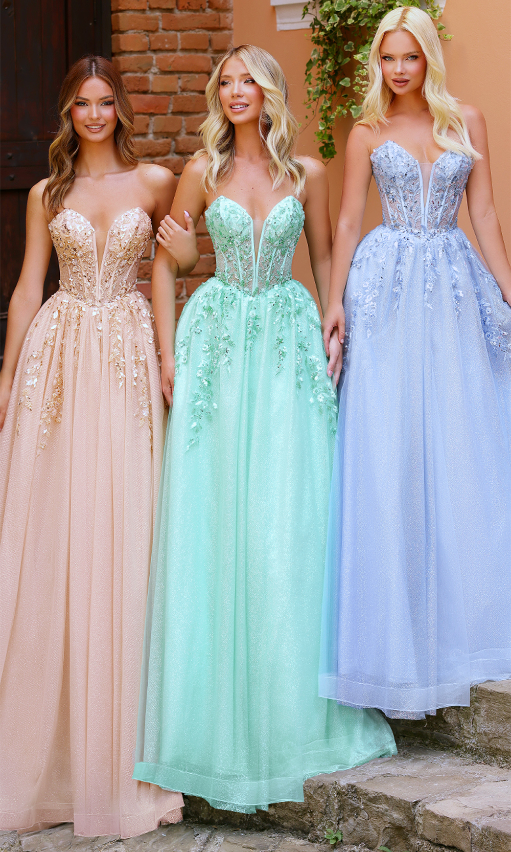 Clarisse 62102 - Strapless Embellished Gown with Corset Bodice Prom Dresses