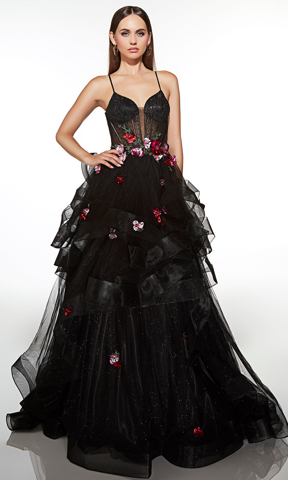 Alyce Paris 62108 - Sheer Corset Ruffle Skirt Evening Dress Ball Gowns