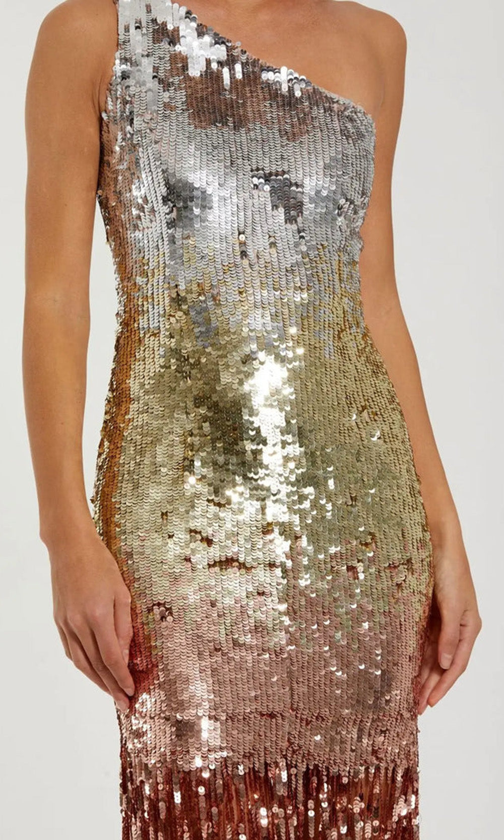Mac Duggal 6212 - Fringe Hem Fully Sequin Sleeveless Gown Prom Dresses in Gold and Silver