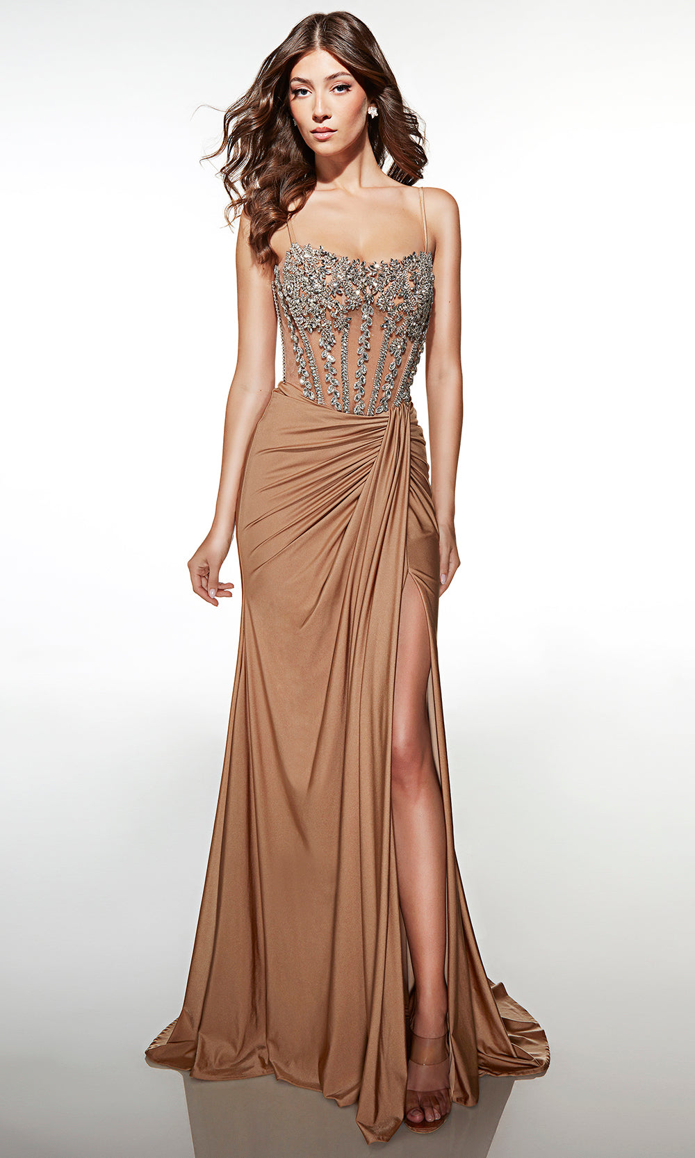 Alyce Paris 62123 - Elegant Beaded Bodice Dress with Slit Prom Dresses