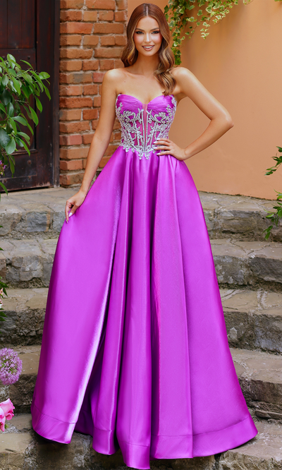 Clarisse 62140 - Embellished Sweetheart Sleek A-Line Gown Prom Dresses
