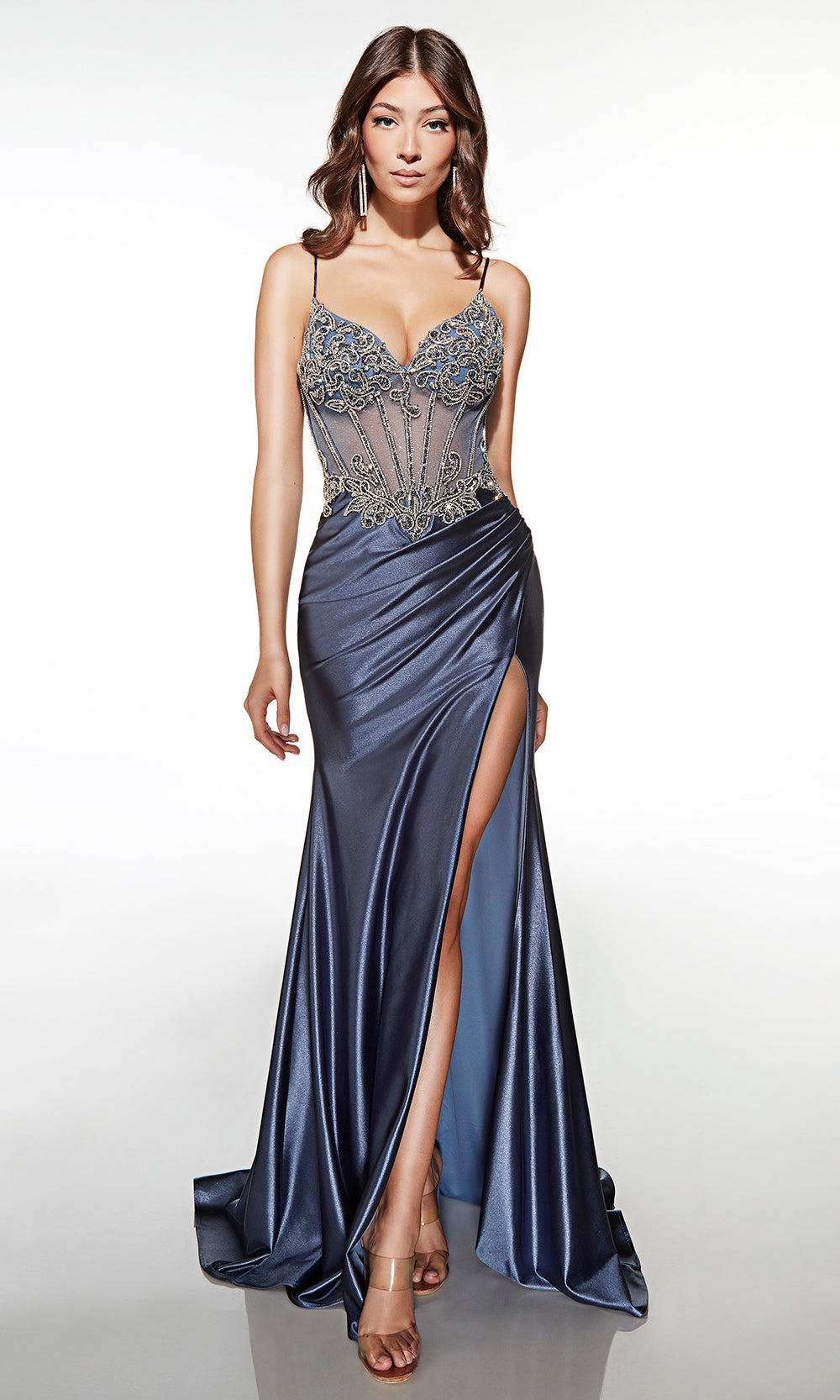Alyce Paris 62154 - Sheer Applique Dress with Lace Up Back Prom Dresses