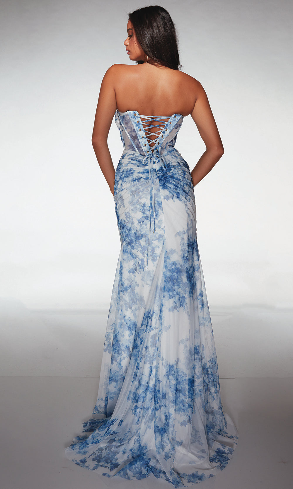 Alyce Paris 62176 - Draped Lace Up Formal Dress Prom Dresses
