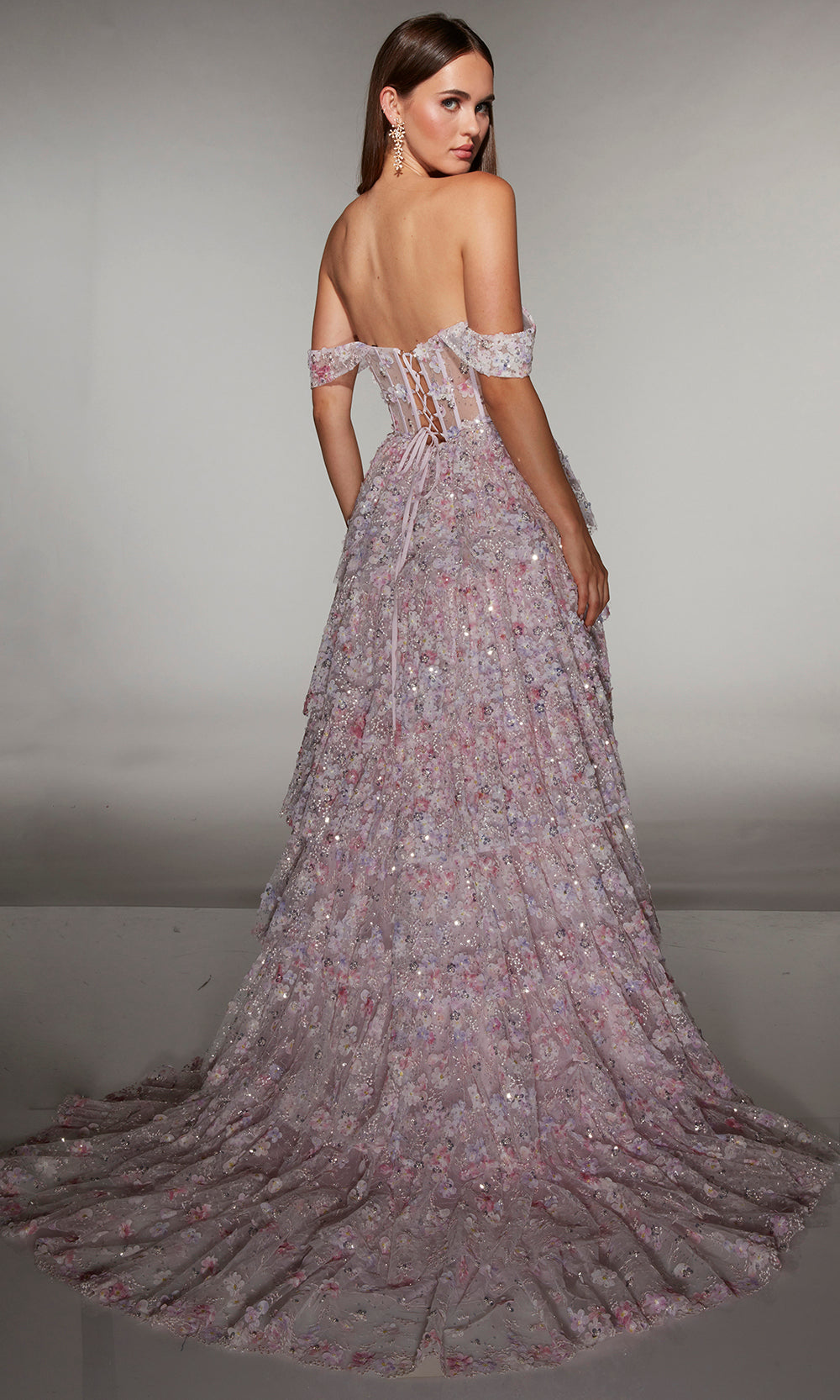 Alyce Paris 62186 - Tiered Corset Gown with Slit Prom Dresses
