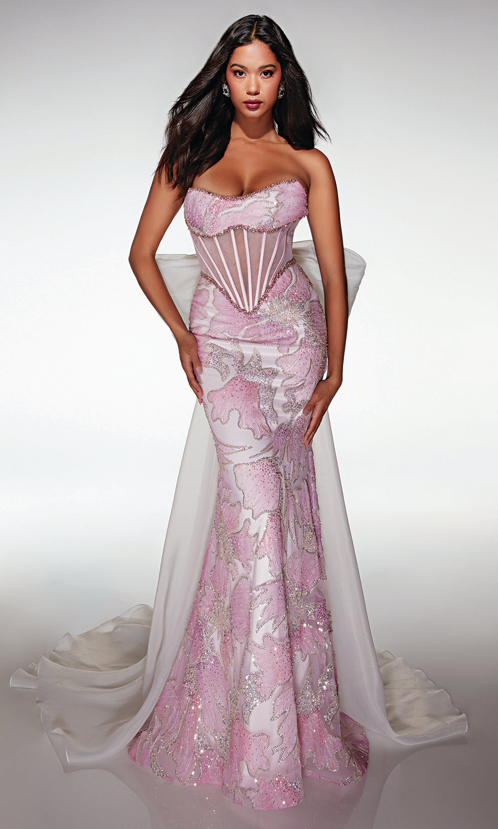 Alyce Paris 62187 - Lace-Up Evening Dress with Overskirt Prom Dresses
