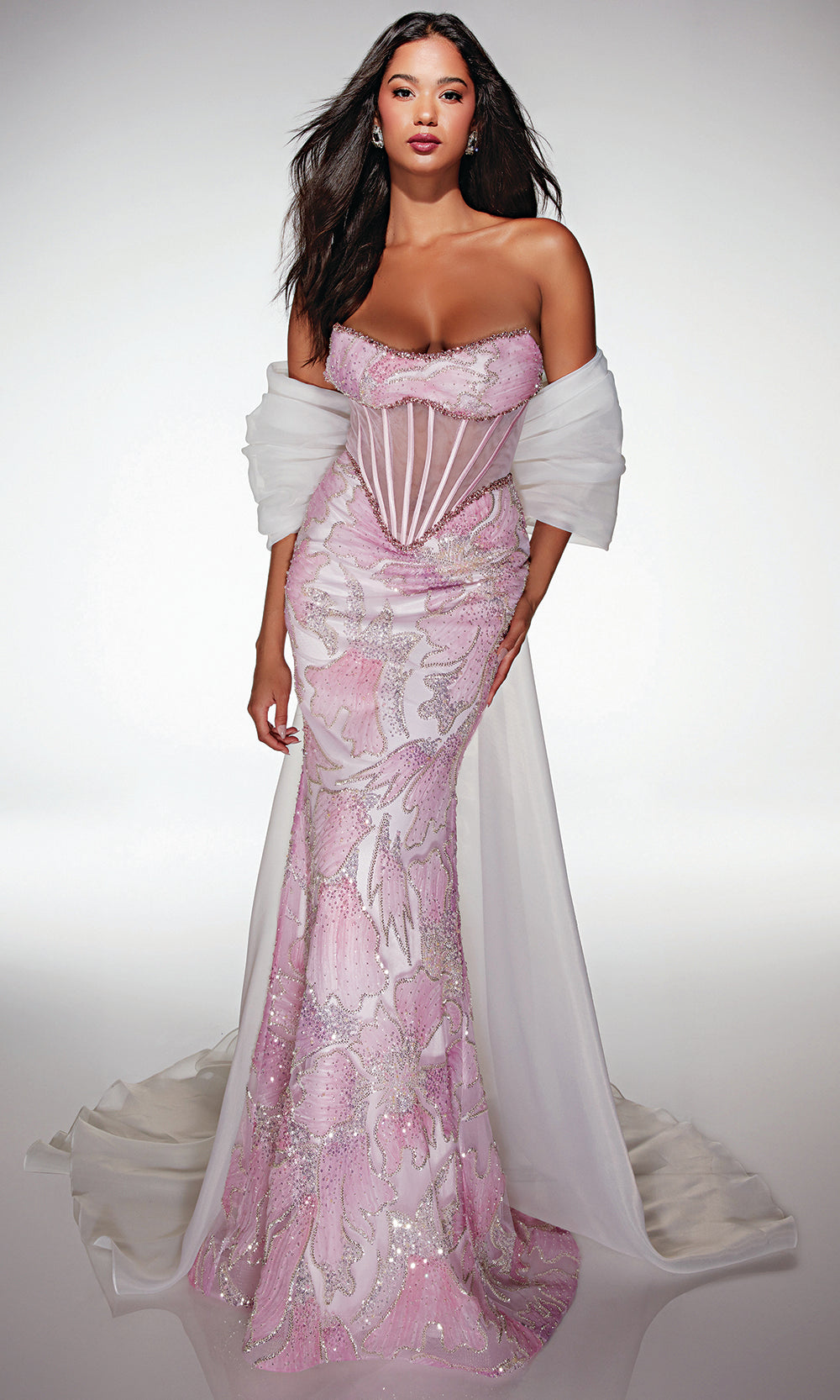 Alyce Paris 62187 - Lace-Up Evening Dress with Overskirt Prom Dresses