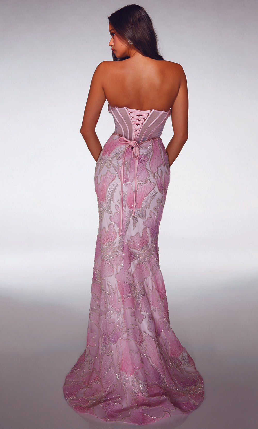 Alyce Paris 62187 - Lace-Up Evening Dress with Overskirt Prom Dresses