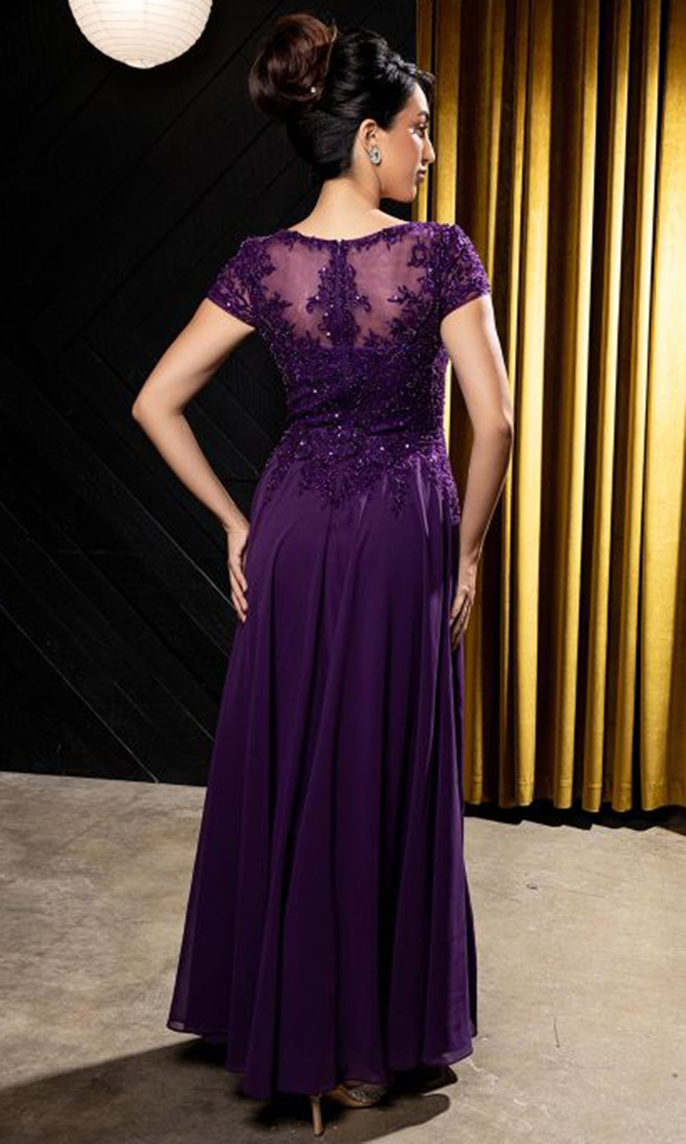 May Queen MQ2239 - Cap Sleeve Flowing A-Line Formal Gown