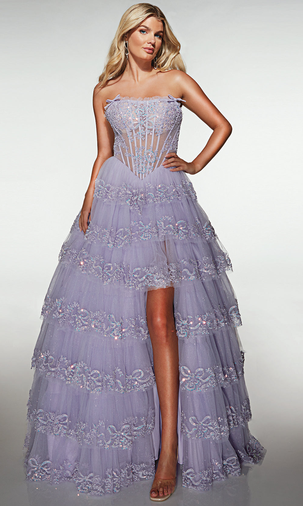 Alyce Paris 62191 - Strapless Gown with Floral Beaded Details Prom Dresses