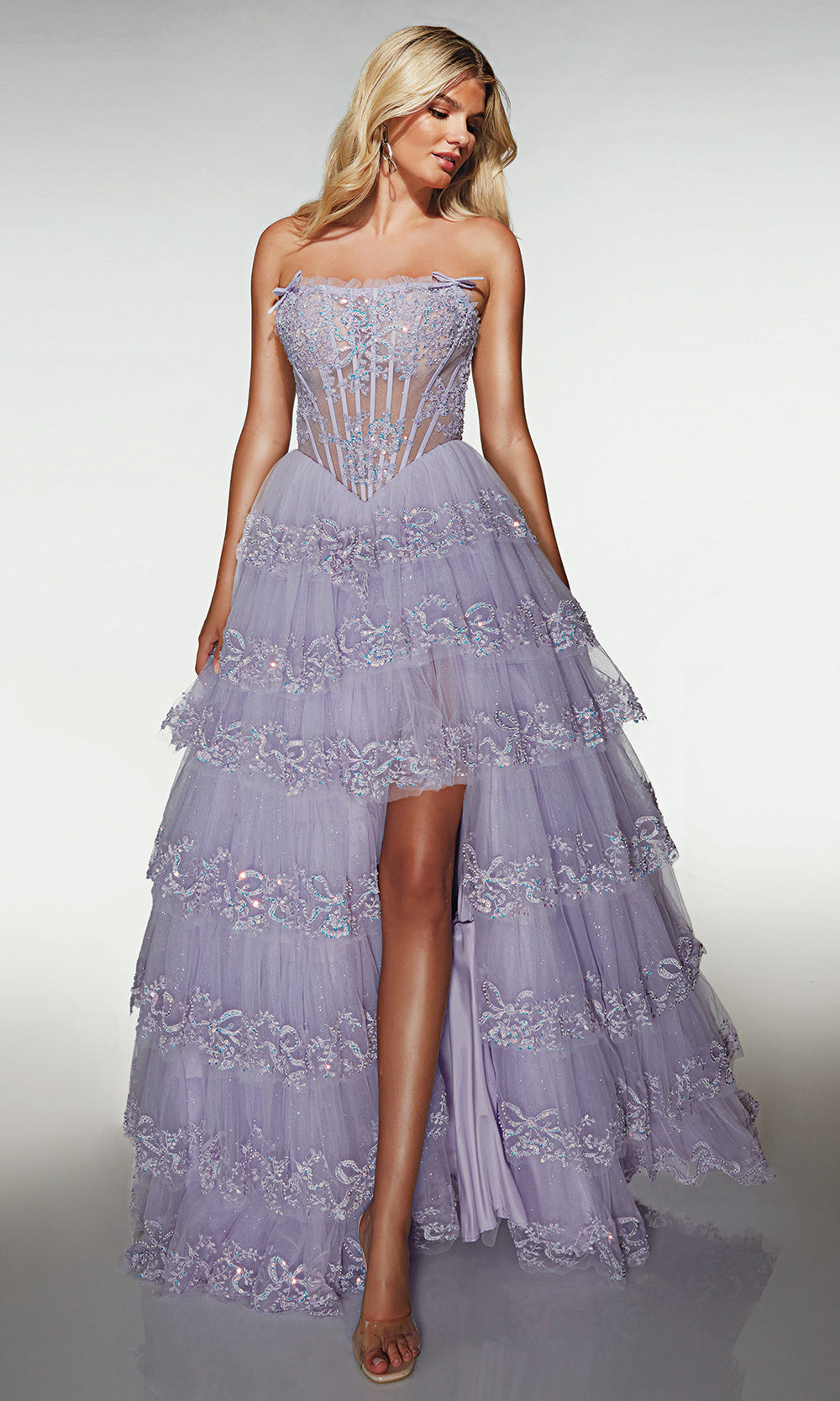 Alyce Paris 62191 - Strapless Gown with Floral Beaded Details Prom Dresses