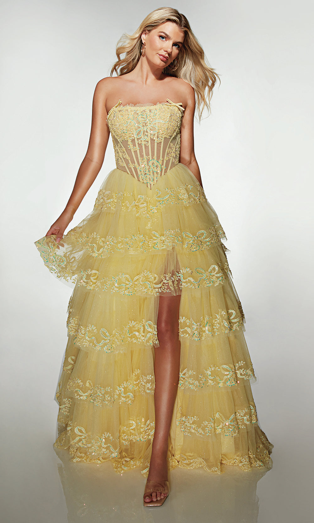 Alyce Paris 62191 - Strapless Gown with Floral Beaded Details Prom Dresses