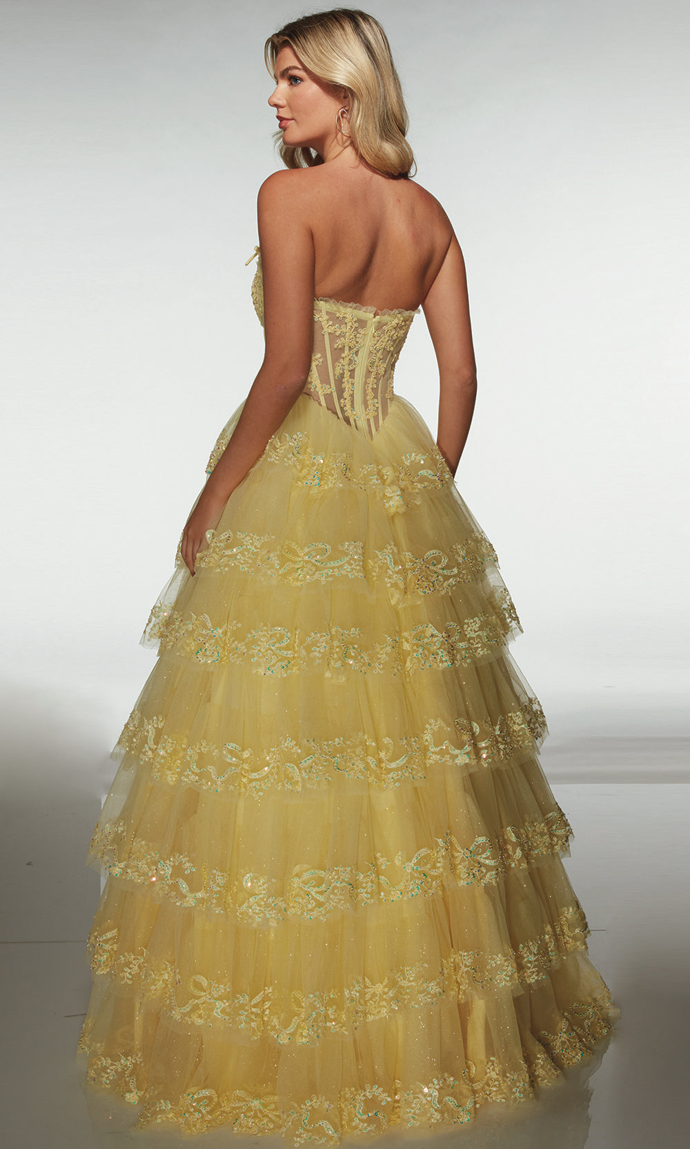 Alyce Paris 62191 - Strapless Gown with Floral Beaded Details Prom Dresses
