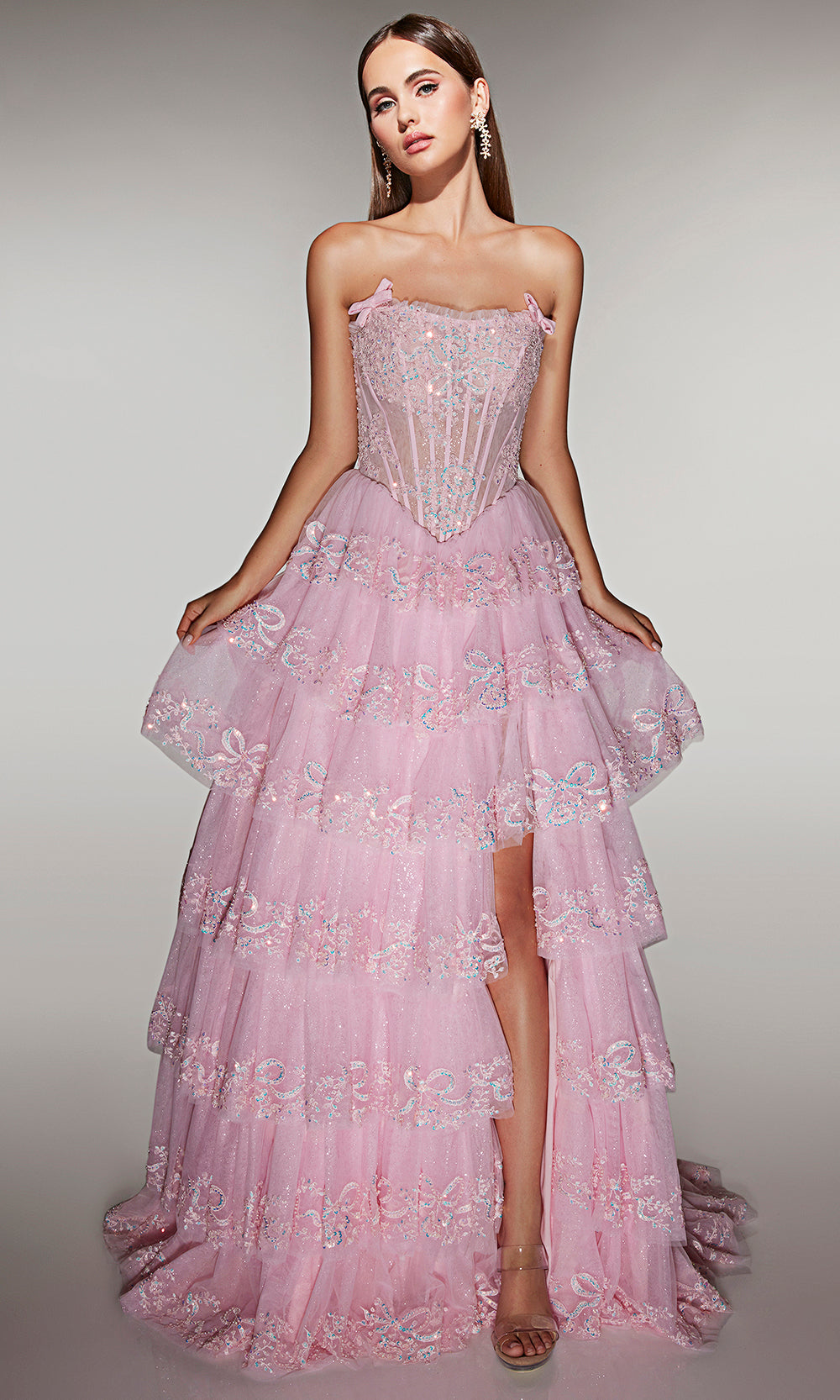 Alyce Paris 62191 - Strapless Gown with Floral Beaded Details Prom Dresses