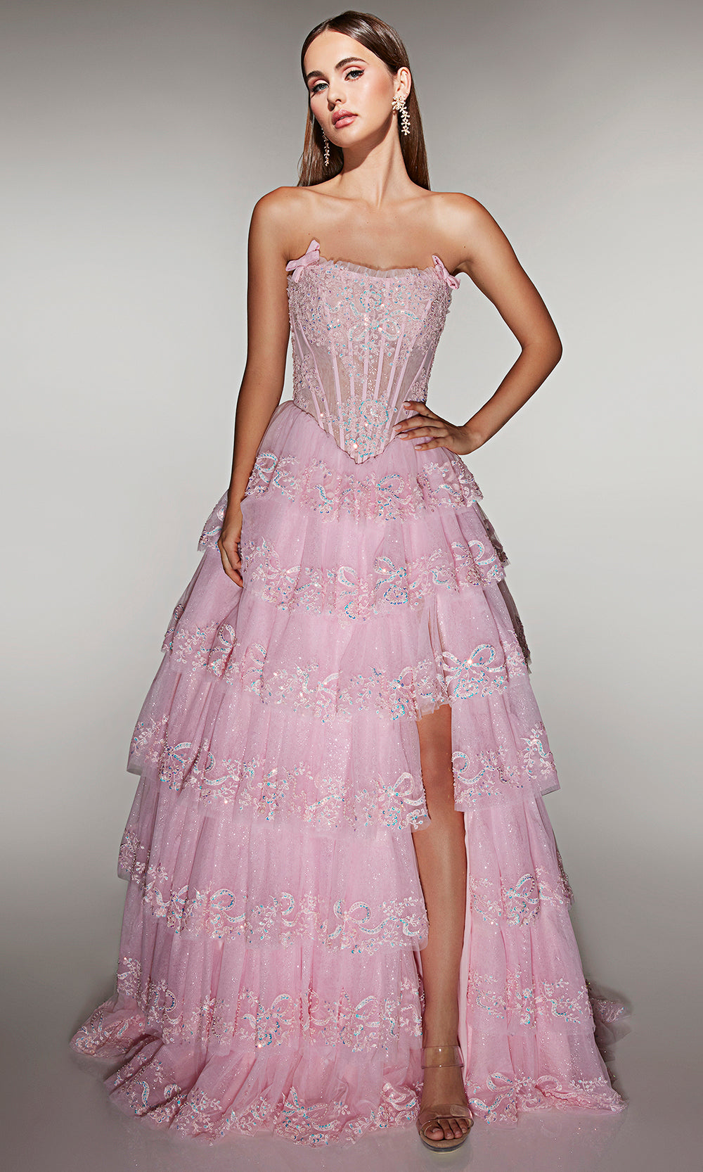 Alyce Paris 62191 - Strapless Gown with Floral Beaded Details Prom Dresses