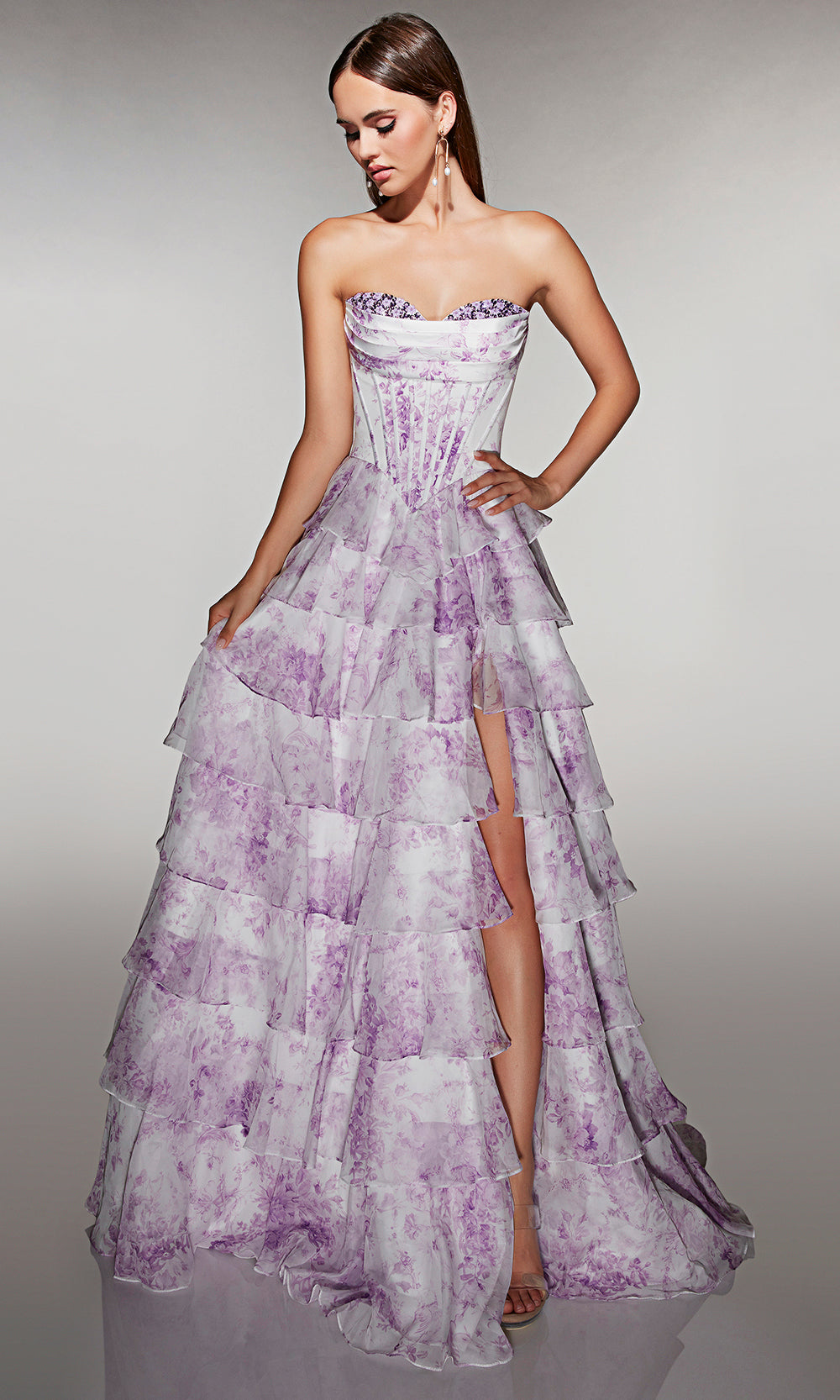 Alyce Paris 62192 - Printed Tiered Gown with Sweetheart Bodice Prom Dresses