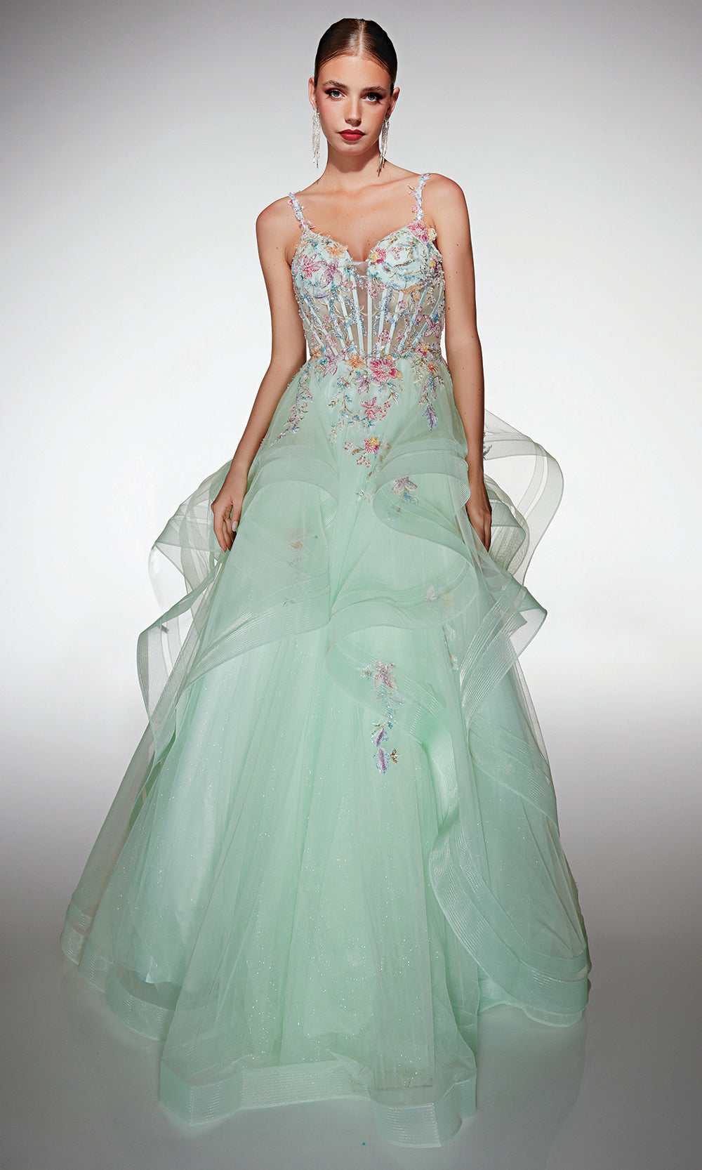 Alyce Paris 62201 - Tiered Tulle Corset Dress Prom Dresses